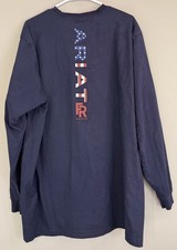 Ariat FR Men’s 2XL FR Work Knit Shirt Workwear Patriotic Spell Out  picture