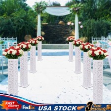 8Pcs Elegant White Flower Columns with LED Lights for Weddings & Events picture