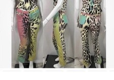 Vintage Roberto Cavalli Leopard Animal Print Pants Women Y2K Multi Color Size 29 picture