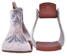 Showman Polished Aluminum Engraved Bell Stirrups picture