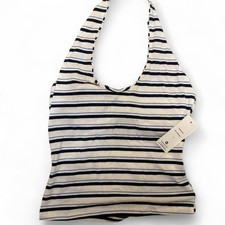 Women's white and blue striped halter top picture