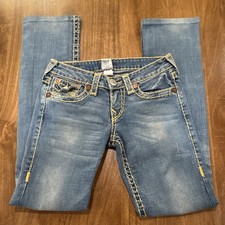 VTG True Religion Billy  Super T Yellow Stitching Y2K Bootcut Jeans Size 27 picture