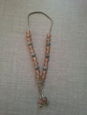 Vintage Greek Komboloi Worry Beads Stamped 950 Silver 46.5g Heavy Amber Style picture