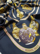 HERMES Silk Scarf Carre 90 Qu’importe le flacon Perfume Bottles Black France picture