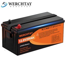 12V 200AH LiFePO4 Deep Cycle Lithium Battery BMS for Solar Panel RV Off-grid US picture