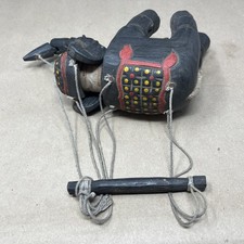 VINTAGE HAND CRAFTED WOODEN ARTICULATED ELEPHANT MARIONETTE  PUPPET WALL HANGING picture