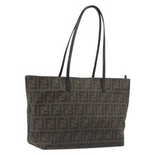 FENDI Zucca Canvas Tote Bag PVC Brown Black Auth 198456 picture