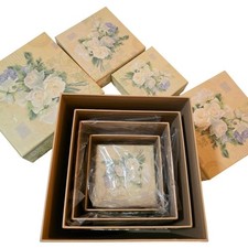NWOT VTG 2003 Bob's Nesting Boxes 7 Victorian Rose Storage Set Sharbert K. Brown picture