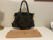 EUC Authentic Louis Vuitton Black Neo handbag Black Denim MM Tote with Strap picture