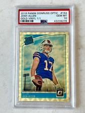 2018 Panini Donruss Optic Josh Allen Gold Vinyl RC 1/1 PSA 10 Bills 154 picture