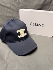 Celine Triomphe Navy Blue Cream Adjustable Women Baseball Cap Medium picture