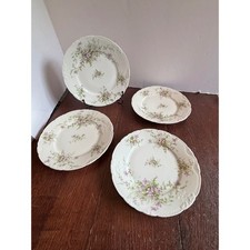 Theodore Haviland Limoges France Violet Floral Plates Set of 4 Antique 1906 picture