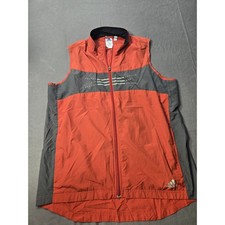 Vtg Adidas Mens Orange Grey ClimaShell Full Zip Running Windbreaker Vest Size L picture