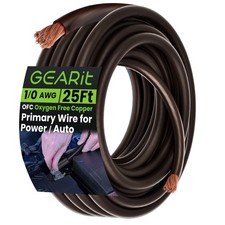 GEARit 0 Gauge 25' OFC Amplifier Power / Amp Ground Wire Roll, Black/Red picture