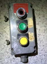 Vintage Industrial 3 Button Emergency Stop, Manual, Auto Power Control Box picture