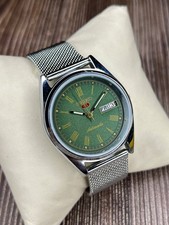 Vintage Seiko 5 Automatic, Green Dial,Day Date, Refurbished Wrist Men's Watch picture