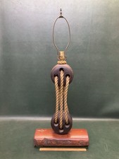 Antique 19C Nautical Rigging Rope Sailing Dead Eye LIGNUM VITAE Lamp picture