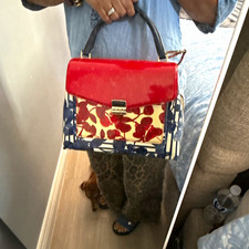 Carolina Herrera Floral Patent Top Handle Satchel Turn Lock w/ Dust Bag picture