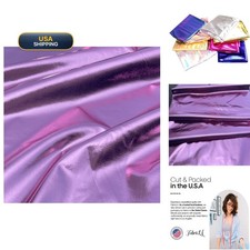 FabricLA Dusty Pink Polyester Metallic Foil Lame Spandex 4-Way Stretch 60