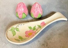 FRANCISCAN Desert Rose ceramic spoon rest & salt and pepper shakers ENGLAND picture