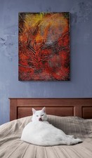 Fiery Pulse – Textured Abstract in Red, Black & Yellow (18