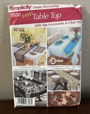 Simplicity 5530 Table Accessories Place Mats Runner Seat Cushion Sewing Pattern picture
