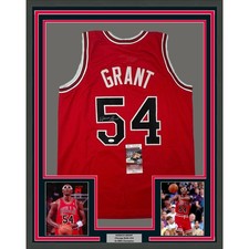 Framed Autographed/Signed Horace Grant 35x39 Chicago Red Jersey JSA COA picture