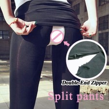 Women Open Crotch Leggings Outdoor Open Hole Pants Hidden Zippers Yoga Trousers picture