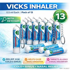 Vicks Inhaler 0.5ml 13-Count Jar w/ Keychain | Cold Sinus Nasal Relief picture