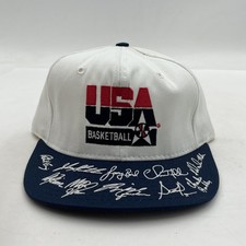 VTG New USA 1992 Basketball Dream Team Signature Blue Billl Snapback Hat Cap picture