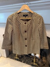 Talbots Brown & Cream Patterned Round-Neck Cropped Blazer 12p picture