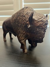 Fine Art Vintage Desert Ironwood Bison Buffalo Large Statue 10
