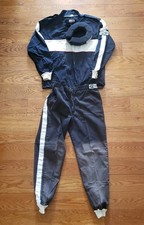 G-Force Racing GF125 Black White Stripes Jacket and Pants Neck Pad Large Faded picture