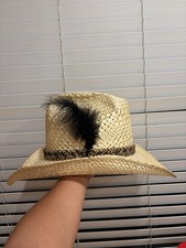 resistol stagecoach straw cowboy hat size 7 7/8 western feather Self Conforming picture