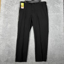 Haggar Dress Pants Mens 38x32 Black Classic Fit Permanent Office Business Formal picture