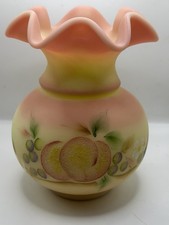  100th Glass Messenger  Exclusive 2005 Fenton Burmese Peaches Round Vase picture