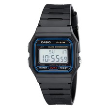 Casio Men's Watch Classic Alarm Chrono Digital Dial Black Resin Strap F91W-1 picture
