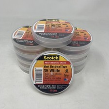 3M 35 Scotch Vinyl Electrical Color Coding Tape- White, 3/4 in x 66 ft, 10 Rolls picture