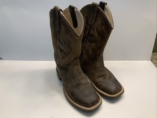 OLD WEST BSC1904 Brown Leather Square Toe Western Boots Boys Youth size 2D picture