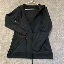 Athleta Hooded Pullover Sweater Womens S Black Long Sleeve Drawstrings picture