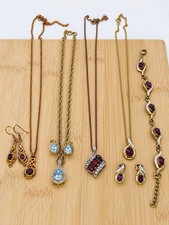 Vintage Fancy Gemstone Jewelry Sets Lot | Garnet Topaz Amethyst picture