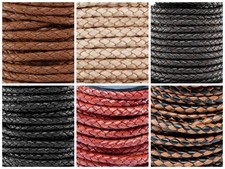 Premium Genuine Round Bolo Braided Leather Cord Rope String Lace 5MM 3/16