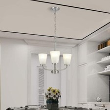 Hampton Bay Helena Collection 3-Light Brushed Nickel Chandelier Frosted Etched picture