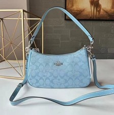 NWT Coach Teri shoulder Bag signature Chambray Light Blue CH139 New Outlet picture