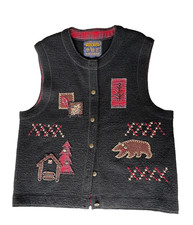 Woolrich Women's Wool Vest Size L John Rich & Bros Button Up Embroidered picture