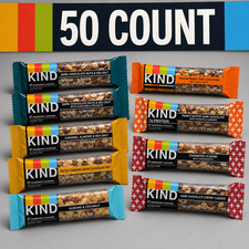 50 ASSORTED KIND Snack Bars 1.4 oz Each Gluten Free. Sea salt dark chocolate picture