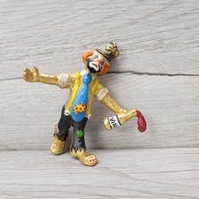 Vintage Hand Painted Drunk Clown Hobo Figurine Gold Tone Spilling Wine 4