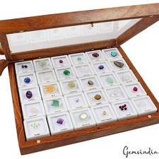 41 Pc Estate Genuine Semi Precious Loose Multi Gems Lot Collection + Wooden Box picture