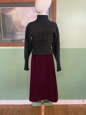 VTG 70s Purple Velvet Midi Skirt Pockets American Heritage Lauren Style Autumnal picture