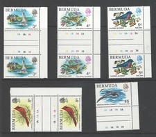 1978 BERMUDA MINT OG STAMPS PAIRS WITH GUTTER WILDLIFE QUEEN ELIZABETH II picture